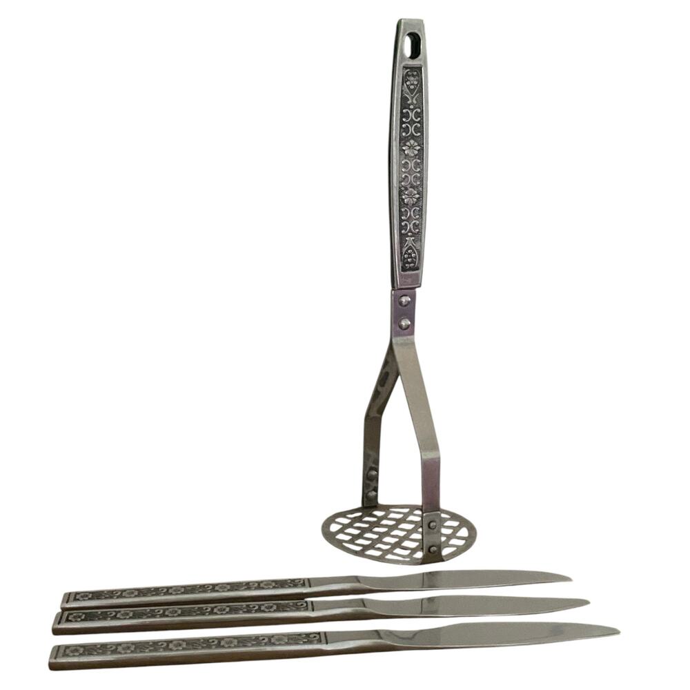 Riviera Cordova Stainless Steel Japan Set of 3 Knives and 1 Potato Masher
